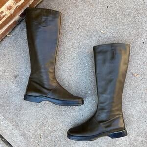 Tod's Olive Green Italian Leather Zipper Side Square Toe Mid Calf Boots Size 6.5
